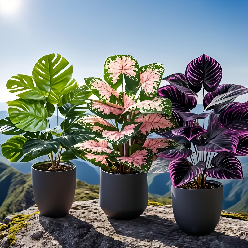Fiddle Leaf Fig - 3 Adet Karışık Yapay Bitki Seti