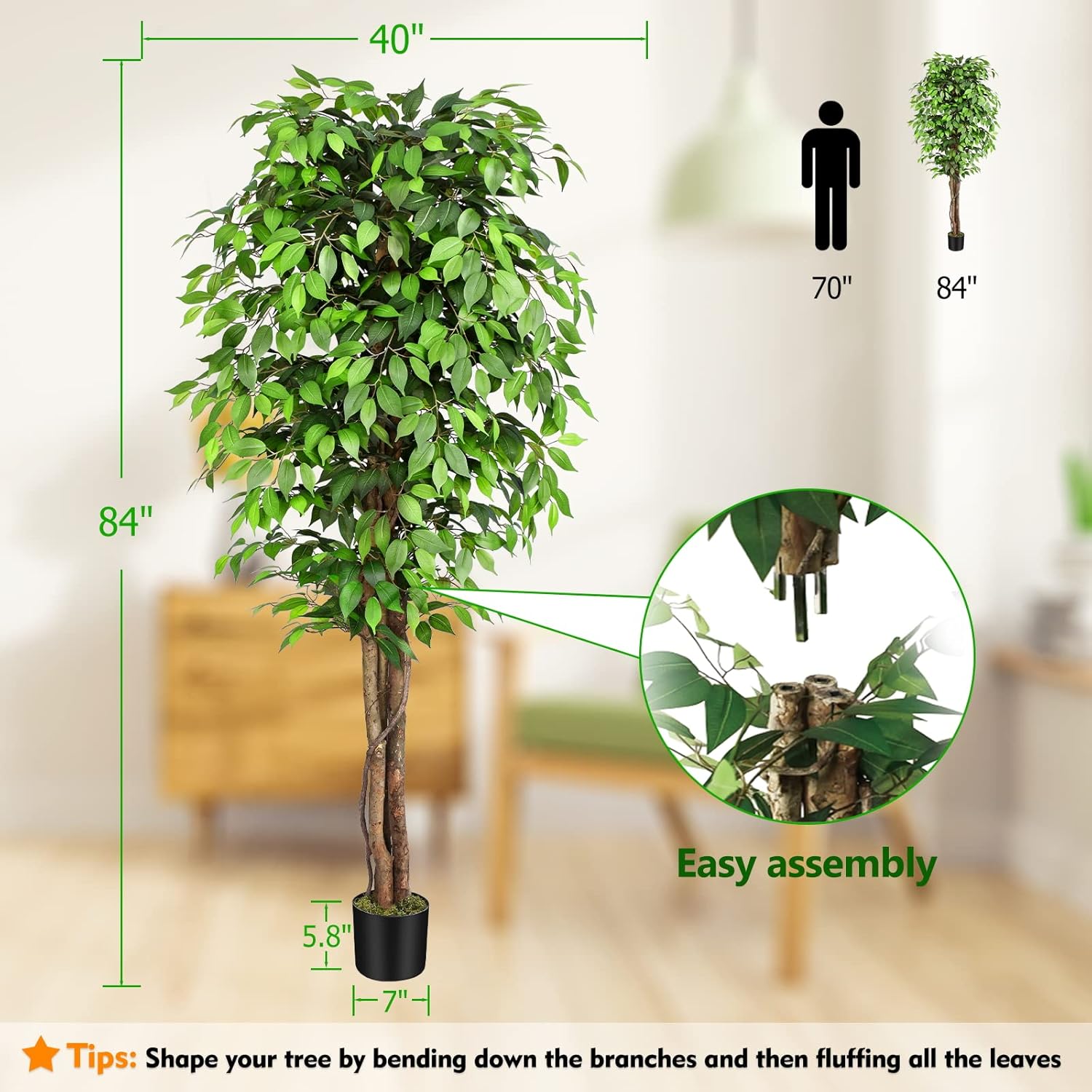 Gerçekçi Yapay Ficus Ağacı, Do - Fiddle Leaf Fig incelemesi ve fiyatı